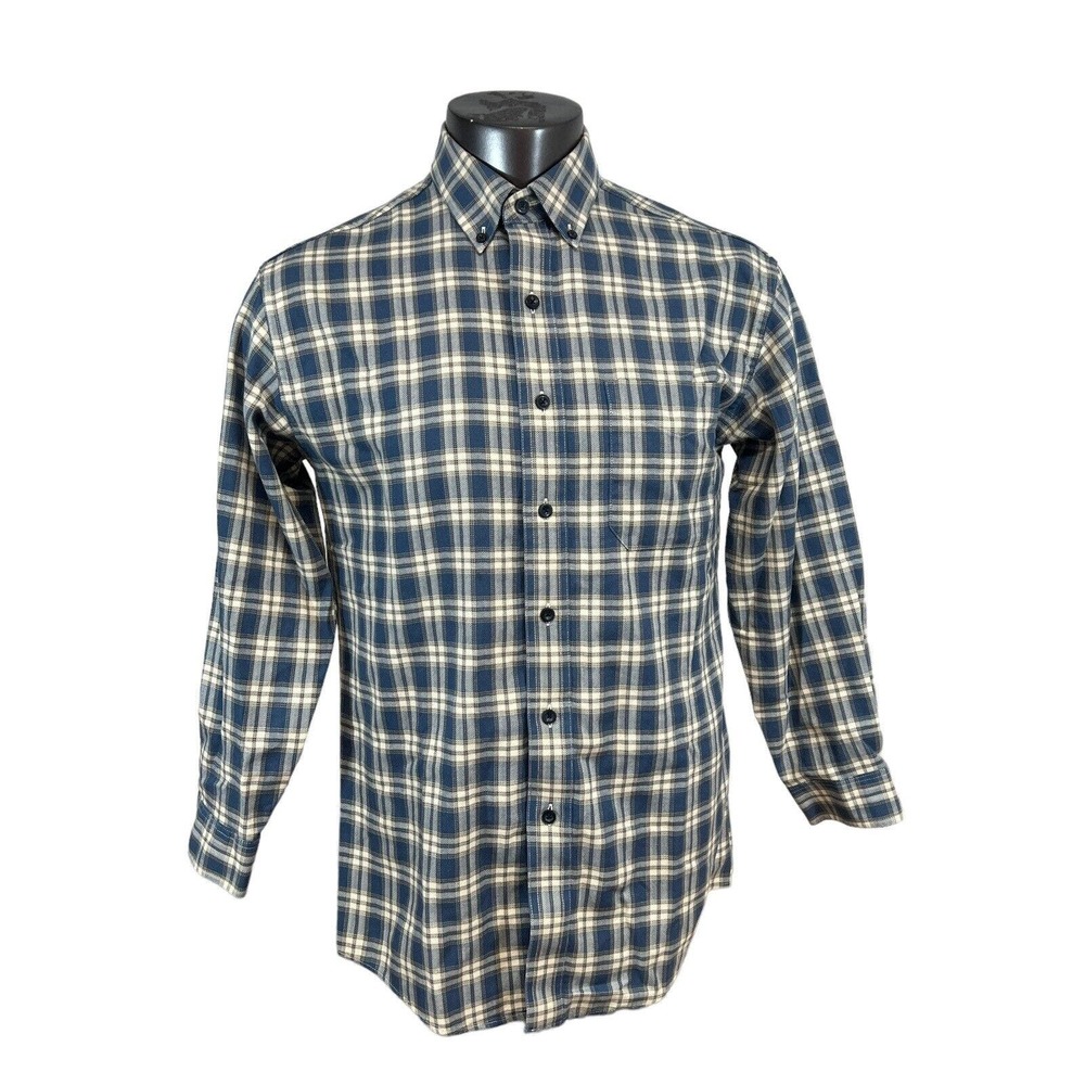 L.L. Bean Men's Button Up Shirt Traditional Fit Blue White Checks Plaid L/S Med
